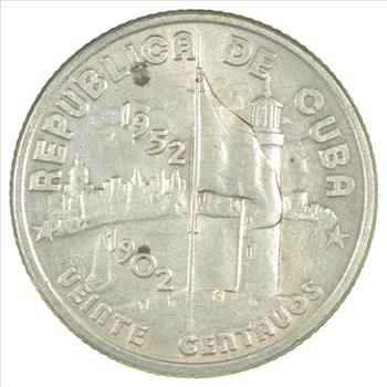 1952 Cuba 20 Centavos Silver Coin
