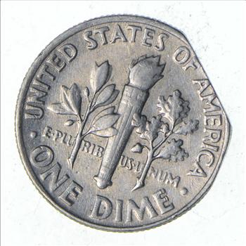 1962 Roosevelt Silver Dime - Mint Error: Clipped Planchet - US Coin