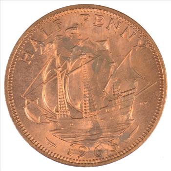 1963 Great Britian Half Penny Queen Elizabeth II - Reduced S&H
