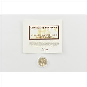 1964-D Washington Quarter Original Binion Silver Hoard Sampler 55/400 COA