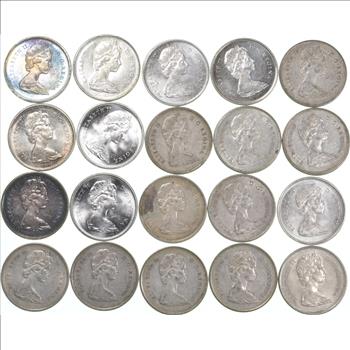 1967 & 1968 SILVER Canadian Canada Silver Quarters Lot $5 Face Quarter Bullion 1/2 Roll