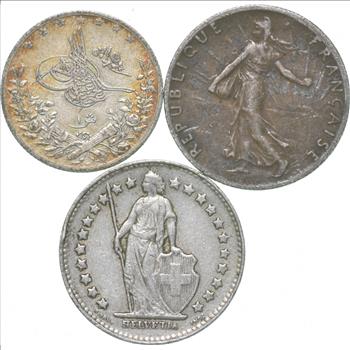 1972 Egypt, 1917 France, 1943 Switzerland - Silver World Lot Collection