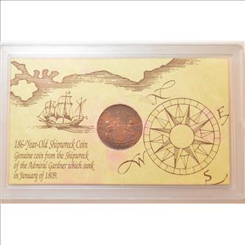 Genuine 1808 East India Company 10 Cash Coin Shipwreck Coin From the Shipwreck of Admiral Gardner January of 1809 (1994)