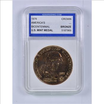 1976 American Revolution Bicentennial Commemorative Medal - Sons Of Liberty - Slabbed