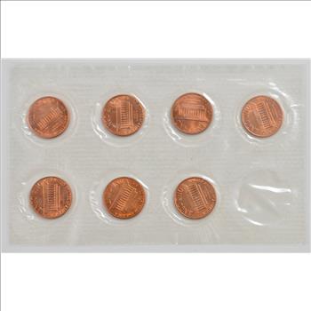 1982 - 7 VARIETY - Lincoln Cent Unc Set - Copper/Zinc P/D Small Date/Large - BU