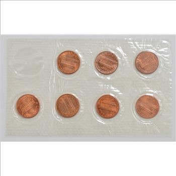 1982 - 7 VARIETY - Lincoln Cent Unc Set - Copper/Zinc P/D Small Date/Large - BU