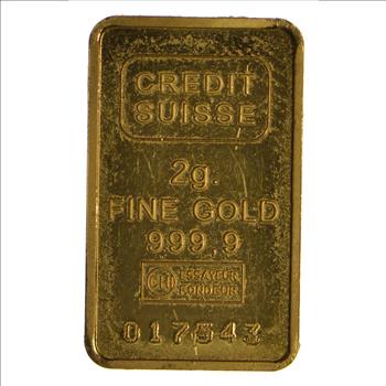 1985 Liberty Mini-Gram 2 Grams Credit Suisse 999.9 Fine Gold