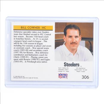 1992 NFL Pro Set Bill Cowher #306 - SIGNED