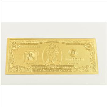 $2 Federal Reserve Note - 22K Gold Bank Note - Rare