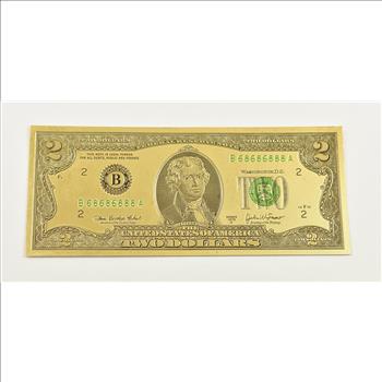 $2 Federal Reserve Note - 22K Gold Bank Note - Rare