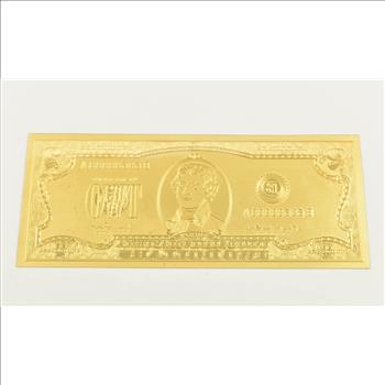 $2 Federal Reserve Note - 22K Gold Bank Note - Rare