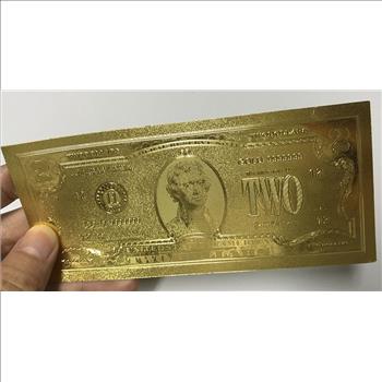 $2 Gold Foil Thomas Jefferson- Replica Bank Note