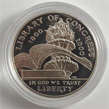 2000 Library Of Congress Commemorative Proof Silver Dollar w/ Box & COA