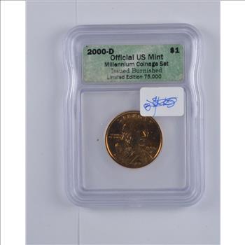 2000-D Burnished Sacagawea Dollar - Millennium Coinage Set - Slabbed
