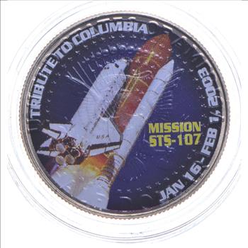 2001-D Tribute To Columbia SPACE Colorized Kennedy Half Dollar ...