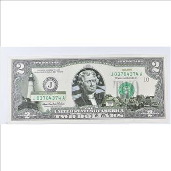 2003-A Maine State Overlay' Limited Edition $2.00 FRN Note Colorized