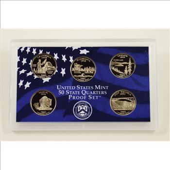 2005-S 5 Coin State Quarter Proof Set w/ Box & COA
