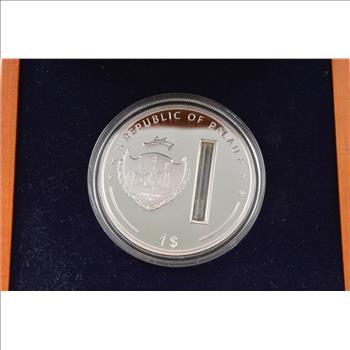 2008 Palau $1 - Rhe Apparitions Lourdes Silver Coin - Holy Water Inside
