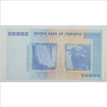2008 Reserve Bank of Zimbabwe One Hundred Trillion Dollar Note