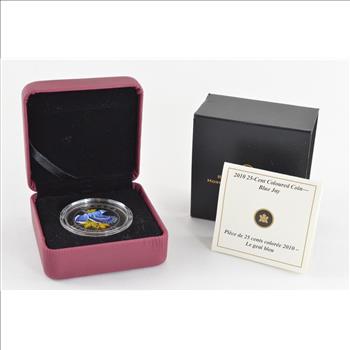 2010 Canada 25 Cents Blue Jay Coloured Coin