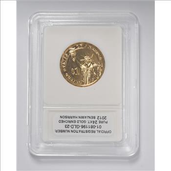 2012 Benjamin Harrison Presidential Dollar - 24KT Gold Enriched - Slabbed