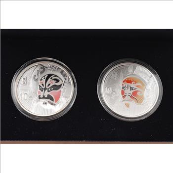 2012 China 10 Yuan - Peking Opera Facial Mask - 1 Oz Silver Commemorative 2 Coin Set - Box & COA