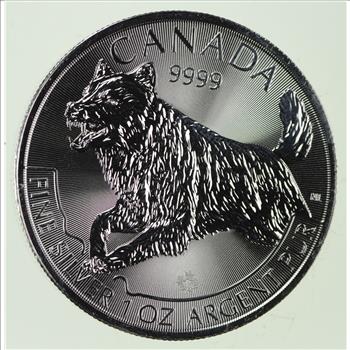 2018 Canadian 5 Dollar 1 Oz. Silver Coin - Wolf Design - One Troy Ounce .9999 Fine Silver