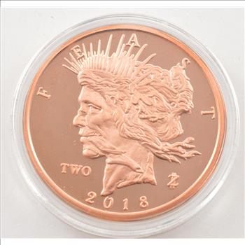 2018 Feast Dollar 2 Zombucks - Currency Of The Apocalypse - 1 Oz Copper Proof - Box & COA