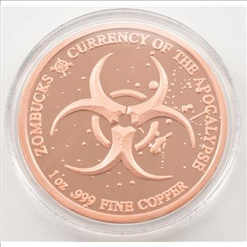2018 Feast Dollar 2 Zombucks - Currency Of The Apocalypse - 1 Oz Copper Proof - Box & COA