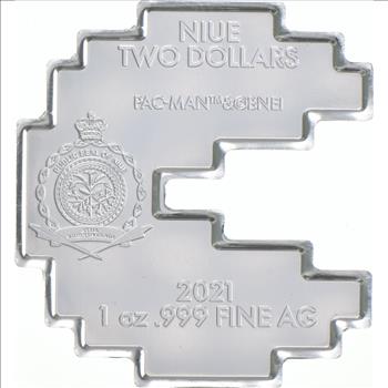 2021 MS PAC-MAN 40th ANNIVERSARY PURE SILVER COLORIZED NIUE