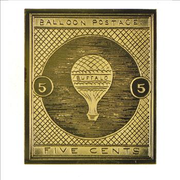 24K Gold Plated SILVER - Buffalo Balloon Semi-Official Postage .925 Sterling Silver Stamp - 19.5 Grams - LIMITED - Rare