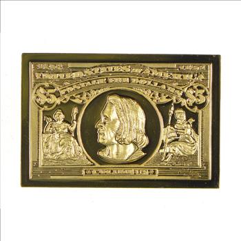 24K Gold Plated SILVER - Christopher Columbus Postage .925 Sterling Silver Stamp - 15.1 Grams - LIMITED - Rare