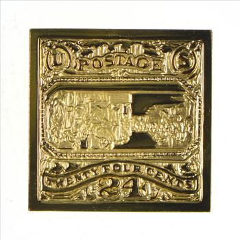 24K Gold Plated SILVER - Declaration of Independence Postage .925 Sterling Silver Stamp - 10.1 Grams - LIMITED - Rare