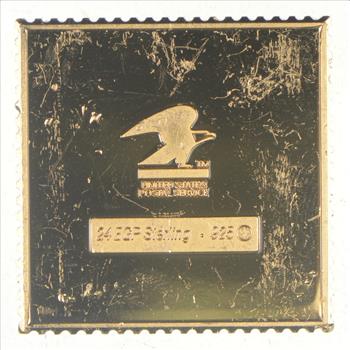 24K Gold Plated SILVER - Eleanor Roosevelt Postage .925 Sterling Silver Stamp -  21.5 Grams - LIMITED - Rare