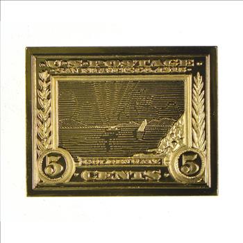 24K Gold Plated SILVER - Pan Pacific Golden Gate Postage .925 Sterling Silver Stamp - 11.4 Grams - LIMITED - Rare