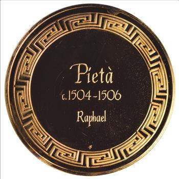 24K Gold Plated SILVER - Pieta c.1504-1506 - Raphael .925 Sterling Silver Round - 31.5 Grams - LIMITED - Rare