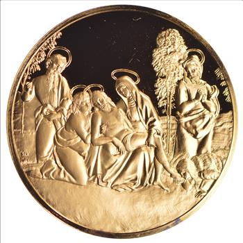 24K Gold Plated SILVER - Pieta c.1504-1506 - Raphael .925 Sterling Silver Round - 31.5 Grams - LIMITED - Rare