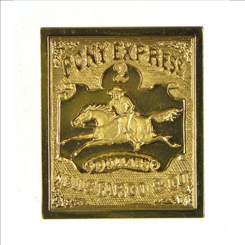 24K Gold Plated SILVER - Pony Express Rider Postage .925 Sterling Silver Stamp - 10.5 Grams - LIMITED - Rare