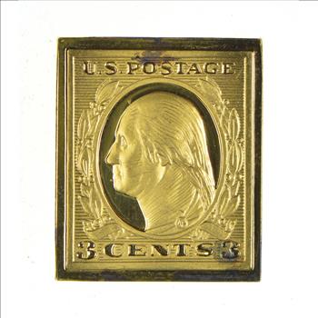 24K Gold Plated SILVER - Washington Rarest US Coil Postage .925 Sterling Silver Stamp - 8.8 Grams - LIMITED - Rare