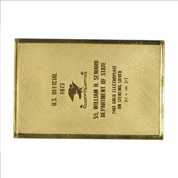 24K Gold Plated SILVER - William H Seward Postage .925 Sterling Silver Stamp - 19.8 Grams - LIMITED - Rare