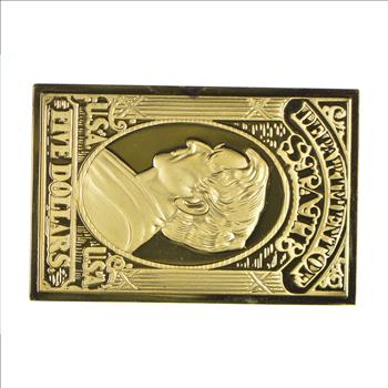 24K Gold Plated SILVER - William H Seward Postage .925 Sterling Silver Stamp - 19.8 Grams - LIMITED - Rare