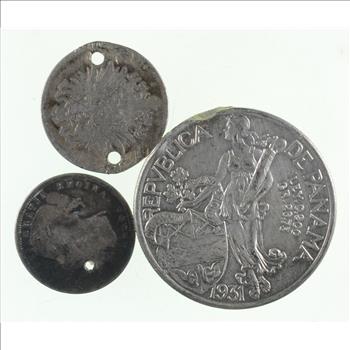 35.8 GRAMS WORLD SILVER COIN COLLECTION LOT SET HOLED