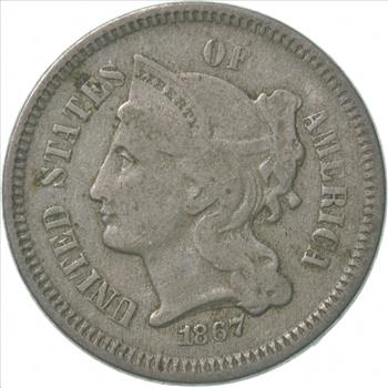 ***3***THREE***Cent*** - 1867 Three Cent Nickel Piece - Tough to Find
