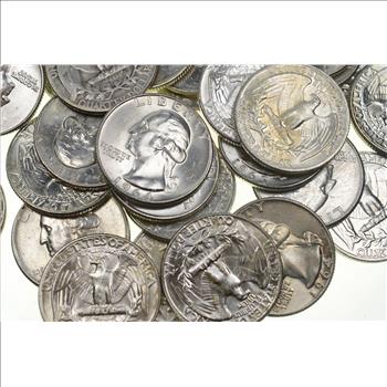 40 1958-1964 BU Unc Washington Silver Quarters 90% Silver $10 ROLL FACE