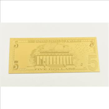 $5 Federal Reserve Note - 24K Gold Bank Note - Rare
