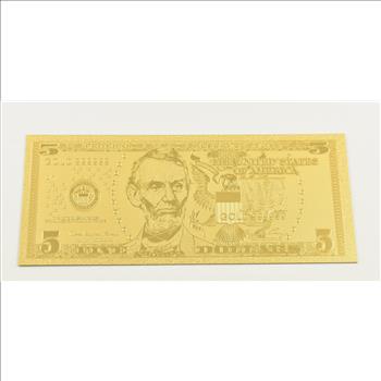 $5 Federal Reserve Note - 24K Gold Bank Note - Rare