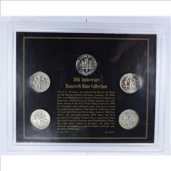 50th Anniversary Roosevelt Dime Collection Historic US Collection - Includes SILVER & Stamp(s)