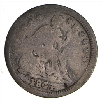 5c ***1/2 Dime HALF** - 1844 Seated Liberty Half Dime - Early American Type Coin
