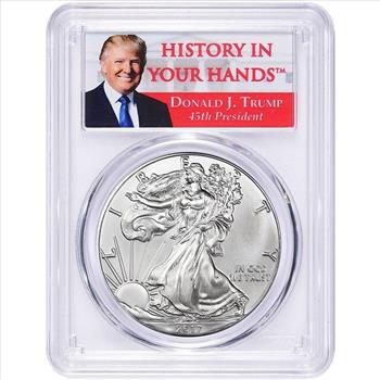 2017 1oz Silver Eagle PCGS MS69 - First Strike - Donald Trump Label