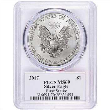2017 1oz Silver Eagle PCGS MS69 - First Strike - Donald Trump Label